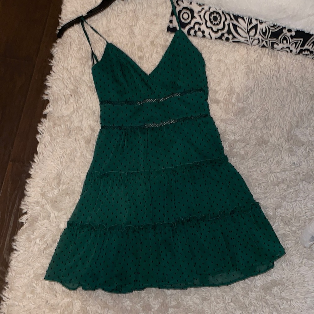 Green Ruffle Polka Dot Dress
